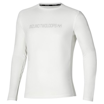 Manga Larga Mizuno Two Loops 8 Tee Hombre Blancos - Chile M178DIYMSL